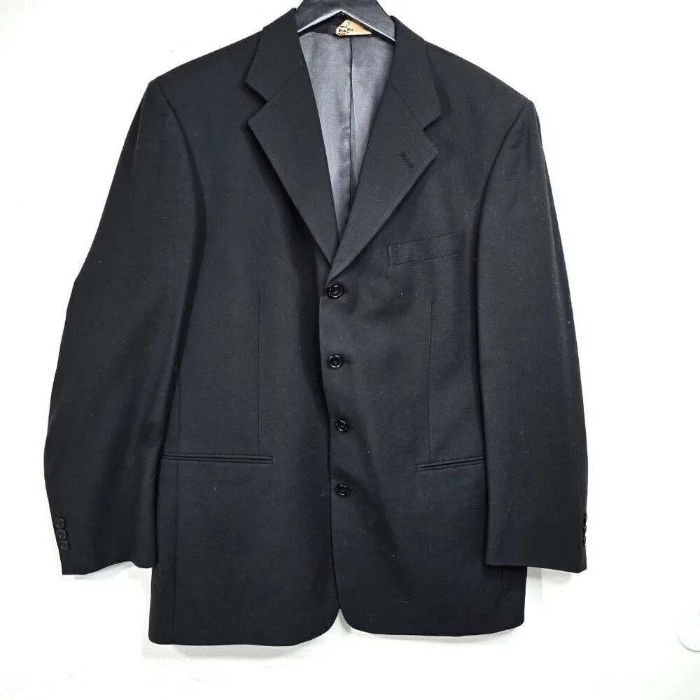 Vintage Givenchy Monsieur USA Virgin Wool Stone Black Blazer Suit Sport Coat